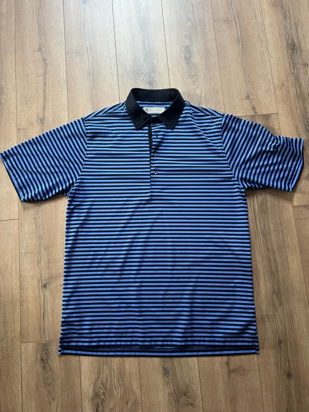 Donald Ross Men's Striped Golf Polo Shirt - Blue/Black